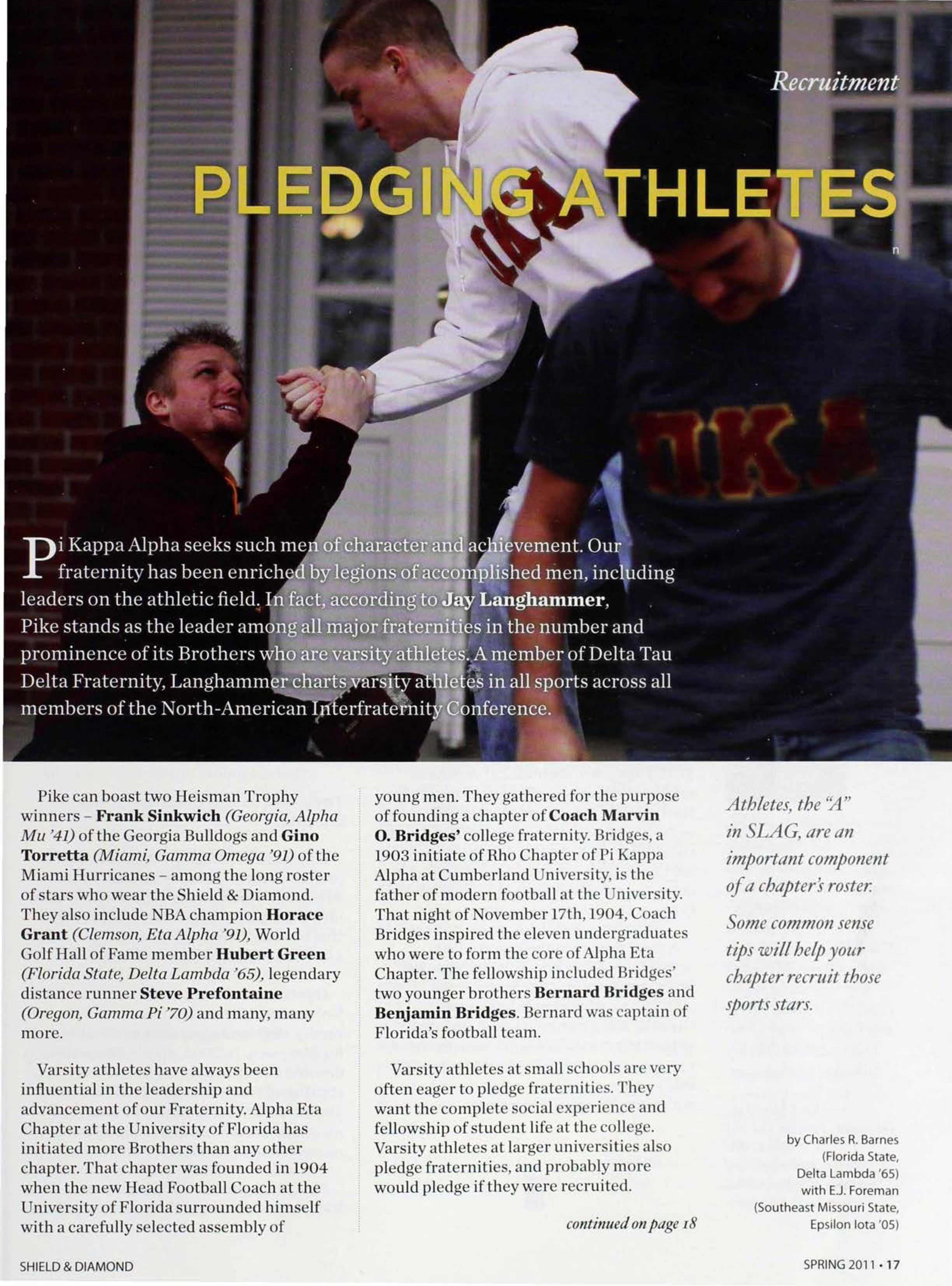 Recruitment: Pledging Athletes, Spring 2011